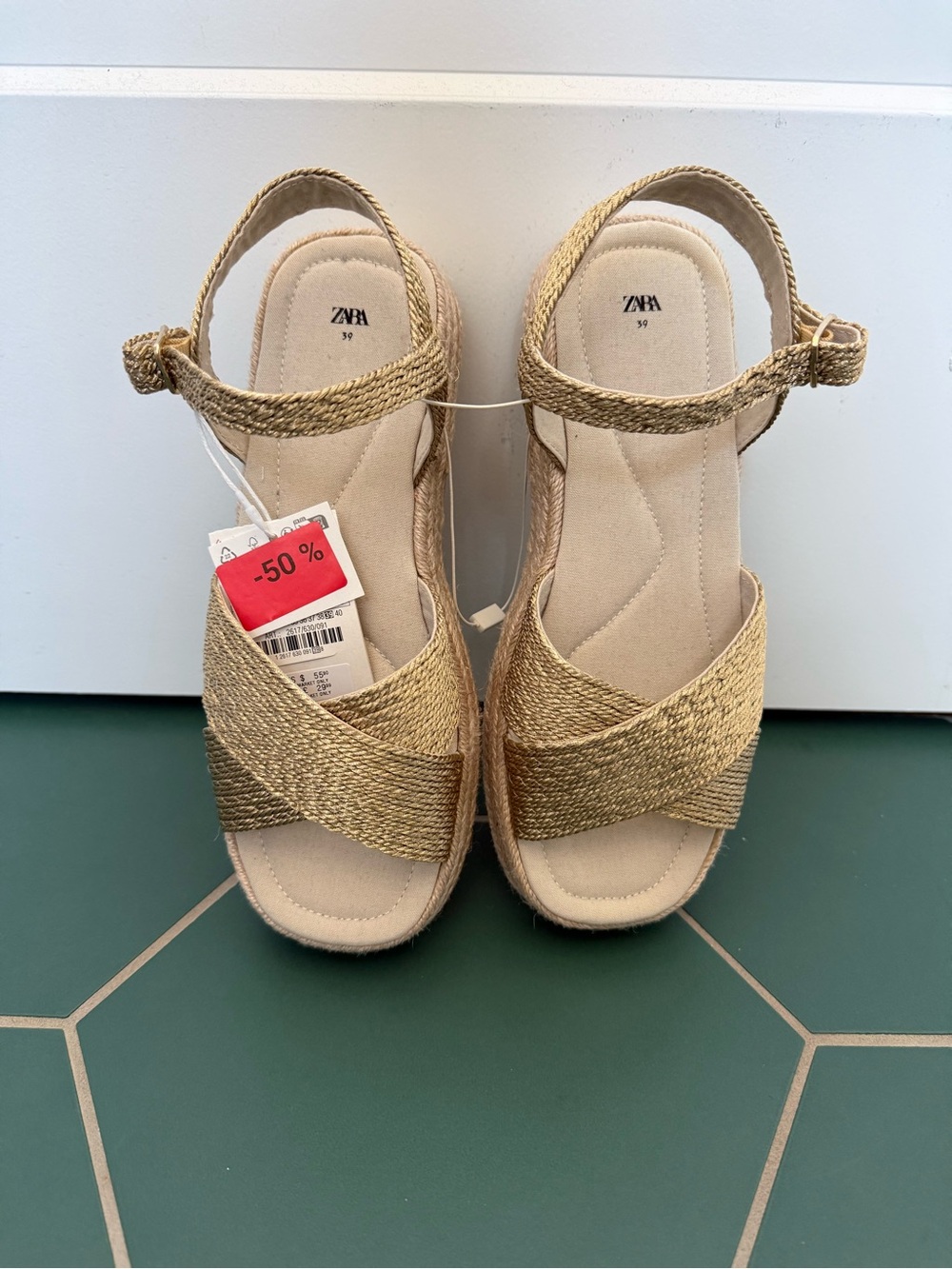 Zara Gold Braided Platform Sandals